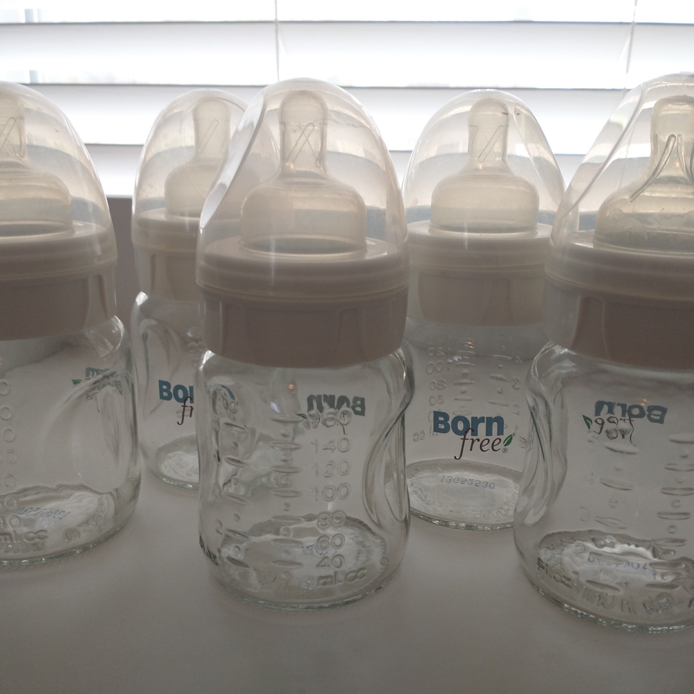 Clear Glass Baby Bottle with White Cap - Pack